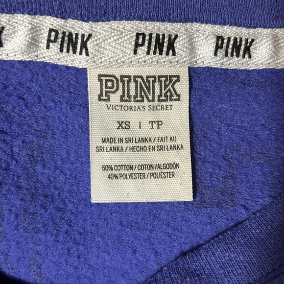 Victoria's Secret Pink Sweatshirt Purple Crew Neck -Love Pink- Lightweight XS - Picture 4 of 8